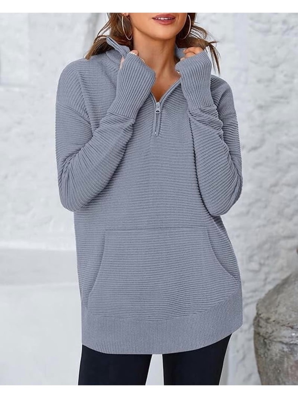 PRETTYGARDEN Ribbed Half Zip Pullover - Picture 6 of 8